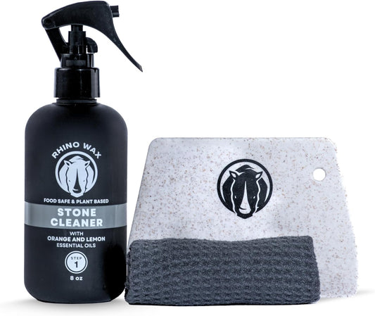 Rhino Wax Soapstone Spray Cleaner - Safely Clean Soap Stone, Slate, Granite, Quartz, Marble, Concrete - Food Safe - Natural Ingredients - Fresh Orange & Lemon Scent Neutralizes Odors - Made in USA