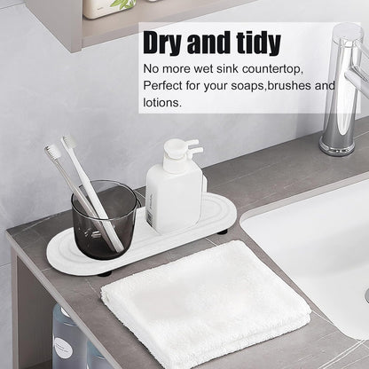 3PCS Water Absorbing Stone Tray, Fast Drying Stone Sink Tray, Stones Soap Trays, Water Absorbent Diatomite Trays, Diatomite Coasters for Kitchen Sink Bathroom Counter, Hand Soap Dish & Holders