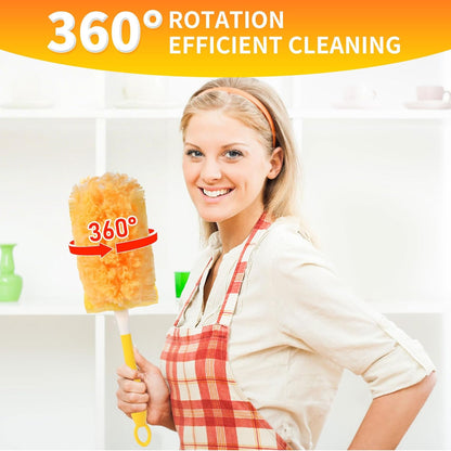 36 Pack Dusters Compatible with Swiffer Dusters for Cleaning, with 1 Handle, Multisurface 360° Dusters with 4X Microfibers, Disposable Heavy Duty Duster Refills, Helps Remove Allergens