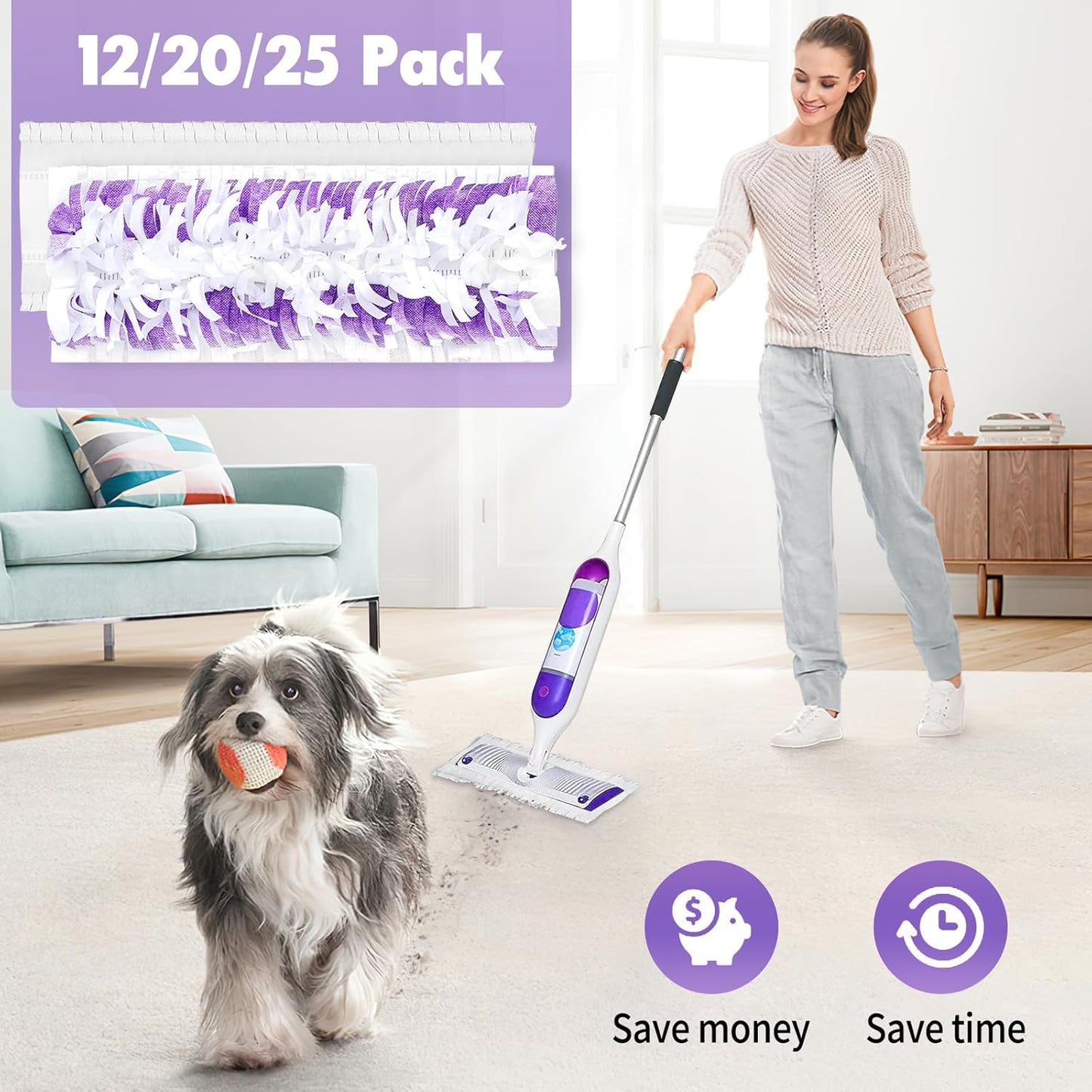 60PCS Disposable Mopping Pads Refills for Swiffer PowerMop,Replacement with Swiffer Power Mop Refills for Swiffer Power Mop Pads Multi-Surface for Floor Cleaning