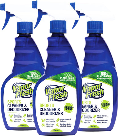 Vapor Fresh Sports Cleaner and Deodorizer - For Boxing Gloves, Sports Pads, Helmets, Gym Bags, Gym Equipment and More - Naturally Powered By Plants, 16 Fl Oz (1-Pack)