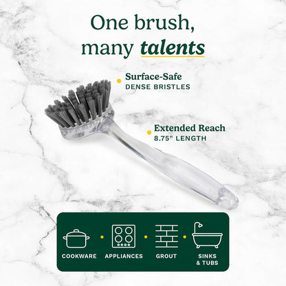 Cuisinart Dish Brush with Handle 2 Pack – Kitchen Scrub Brush for Dishes, Pots & Pans, Non-Scratch Dish Scrubber, Firm Bristles for Sink & Cookware, Comfortable Grip for Everyday Cleaning