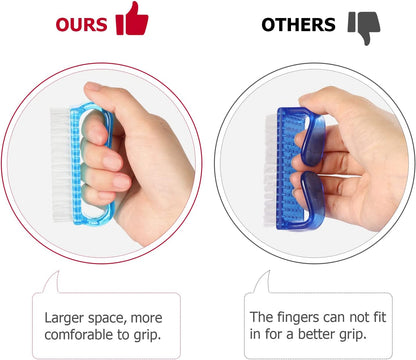 Larbois Handle Grip Nail Brush, Nail Brushes Hand Fingernail Brush Cleaner Scrubbing Kit Pedicure for Toes and Nails Men Women (4 Pack)