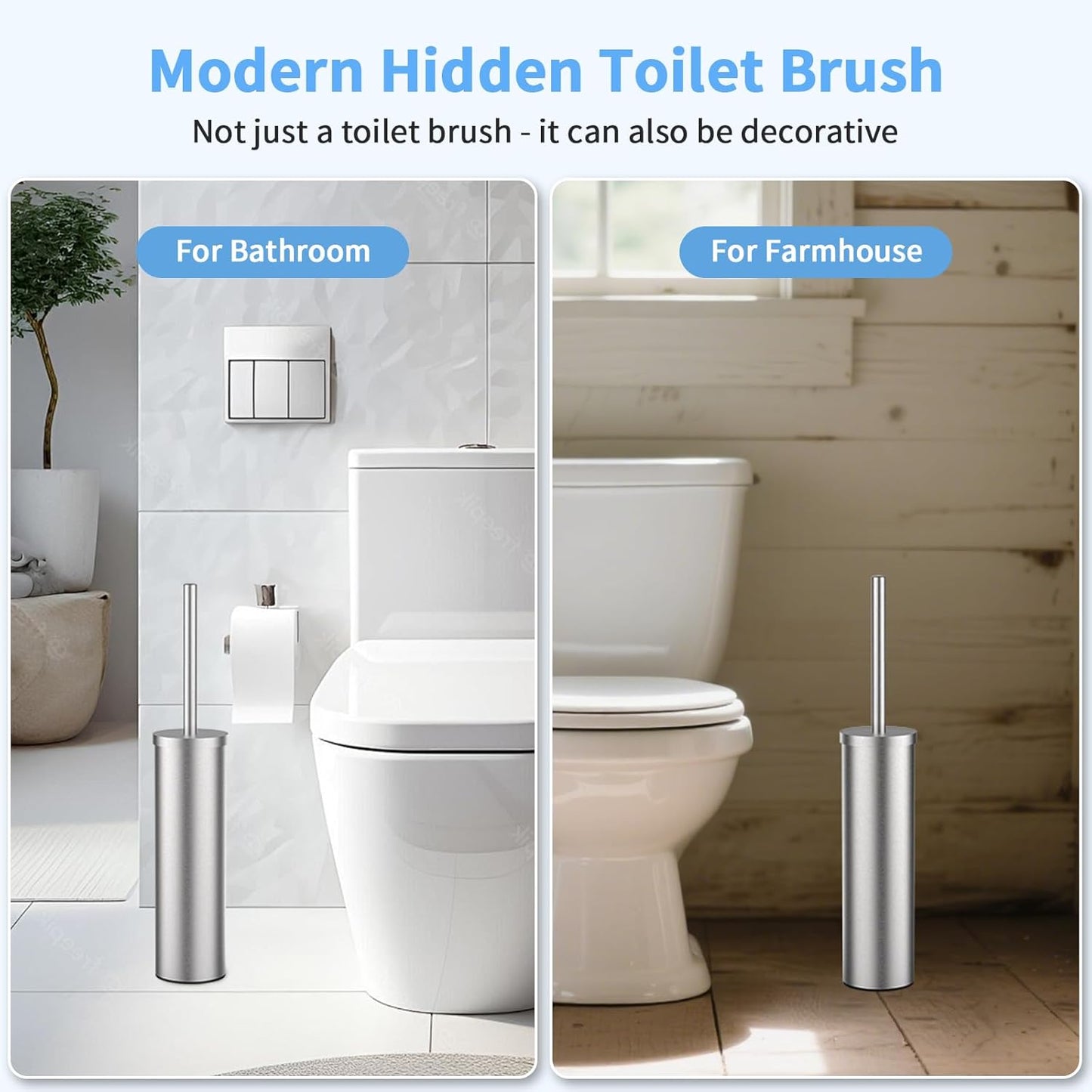 Stainless Steel Toilet Brush and Holder Set Oil Rubbed Matte Black Heavy Duty Toilet Bowl Brush with Long Handle for Bathroom and Farmhouse