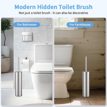 Stainless Steel Toilet Brush and Holder Set Oil Rubbed Matte Black Heavy Duty Toilet Bowl Brush with Long Handle for Bathroom and Farmhouse