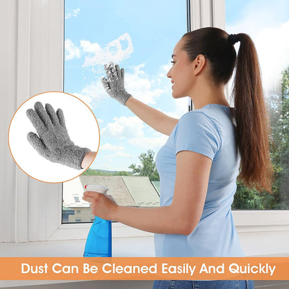 Molain Microfiber Dusting Gloves, Reusable Washable Cleaning Gloves Mittens for Plants House Cleaning Car Blinds Lamps…