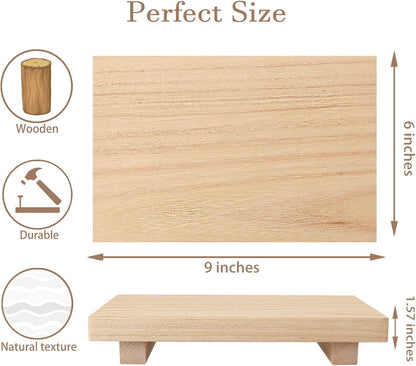 zoocatia Small Wood Tray Pedestal Stand Farmhouse Bathroom Decor Decorative Wooden Riser Kitchen Soap Dish Holder for Vanity, Counter, Sink, 9" x 5.9" - Black