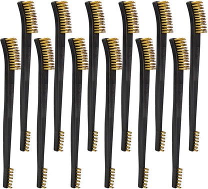 PINGMIC 12 Pack Double-Ended Gun Cleaning Brushes Set - Nylon Brushes with Plastic Handles, All-Purpose Gun Cleaning Supplies Kit for Pistols, Rifles & Metal Parts
