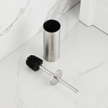Brushed Gold Toilet Brush and Holder Set - Stainless Steel Toilet Bowl Scrubber with Replaceable Head & Splash Guard