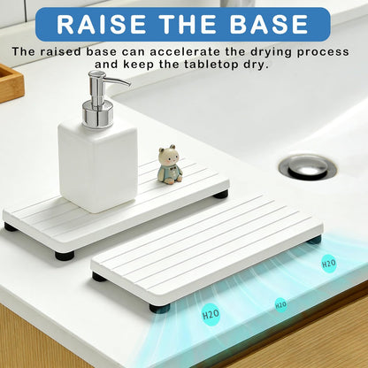 Instant Dry Sink Tray, Anti-Slip Stone Sink Caddy, Durable Kitchen Sink Organizer, Quick Dry Water Absorbing Stone Tray for Bathroom Counter, Stone Soap Tray -Dark Gray