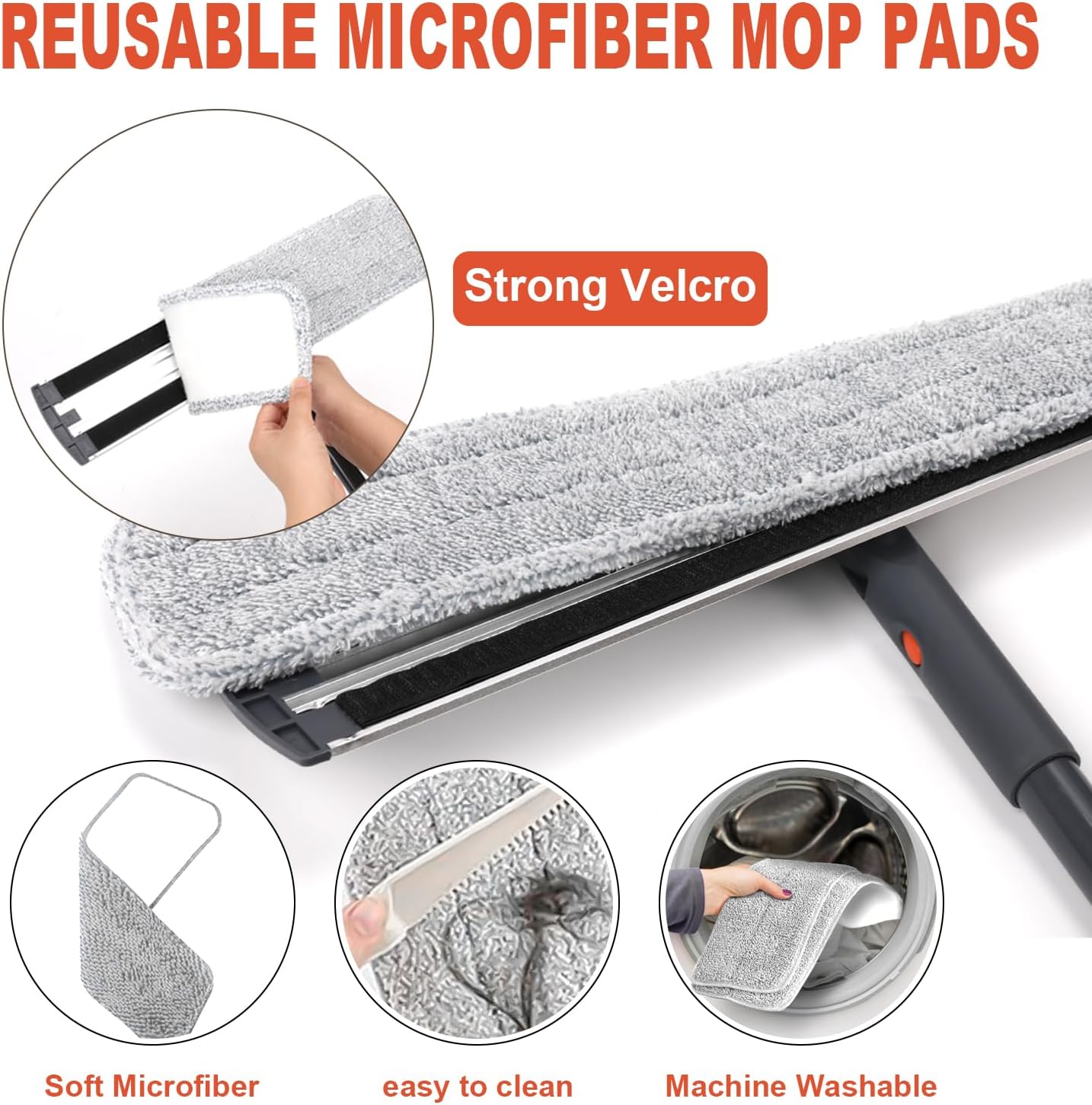 2-in-1 Microfiber Mop for Wet & Dry Use, 15-Inch with 4 Washable Pads, Adjustable Handle for Effortless Deep Cleaning and Floor Protection