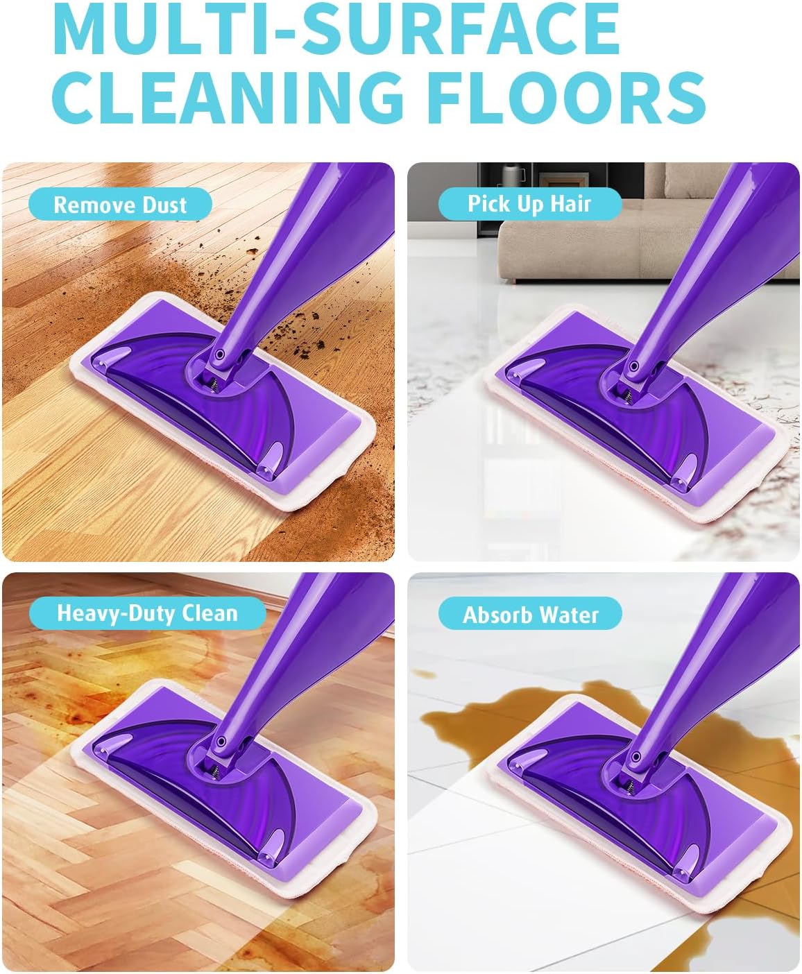 AIR U+ Disposable Mop Pad Refills for Swiffer Wet Jet Mops, Thickned and Absorbent Wet Pads Refill, 60 Count