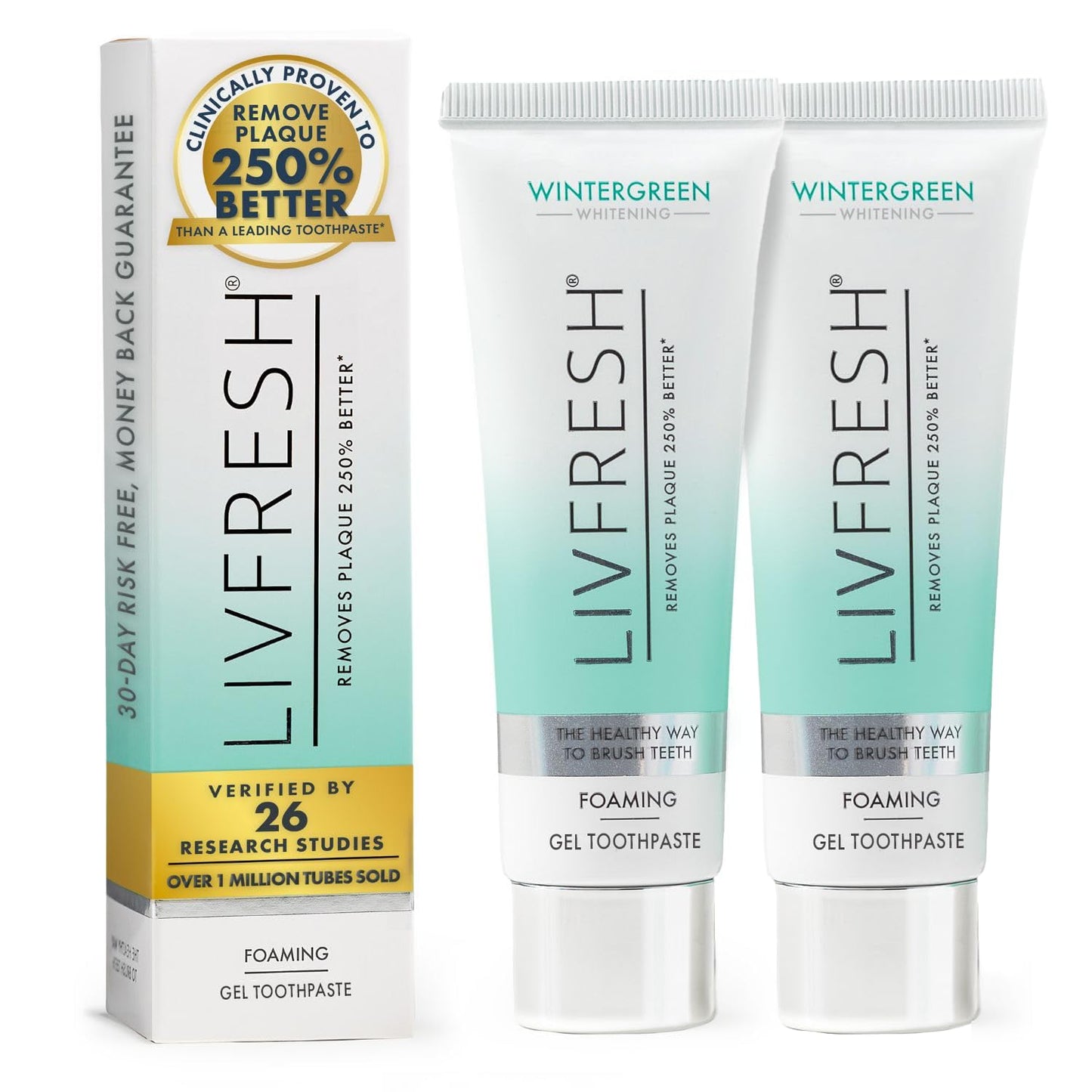 LIVFRESH Toothpaste Gel, Clinically Proven to Remove Plaque 250% Better, Improves Gum Health 190% Better, Prevents & Reduces Tartar, Mild Peppermint