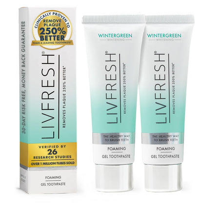 LIVFRESH Toothpaste Gel, Clinically Proven to Remove Plaque 250% Better, Improves Gum Health 190% Better, Prevents & Reduces Tartar, Mild Peppermint