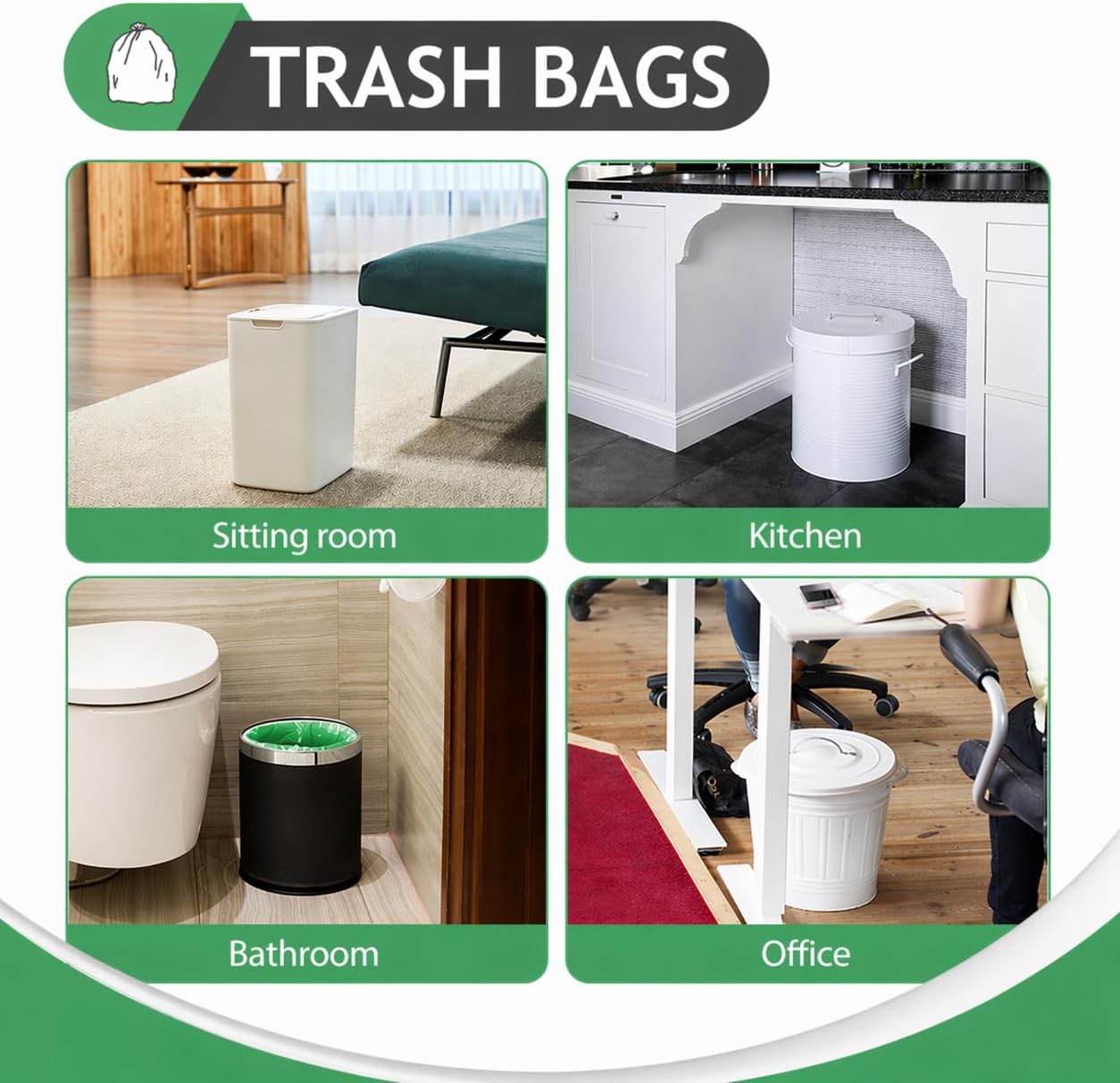 Teivio Small Trash Bags 4 Gallon 120 Counts Garbage Bags, Bathroom Trash Can Bin Liners, Small Plastic Bags for home office kitchen, fit 12-15 Liter, 3,3.5,4.5 Gal, Clear