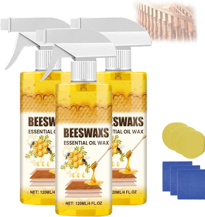 120ml Beeswax Wood Polish Spray with Natural Beeswax & Essential Oil, Multi-Purpose Furniture Polish & Cleaner, Restores Shine, Protects Wood Floors, Cabinets & Furniture (2 set)
