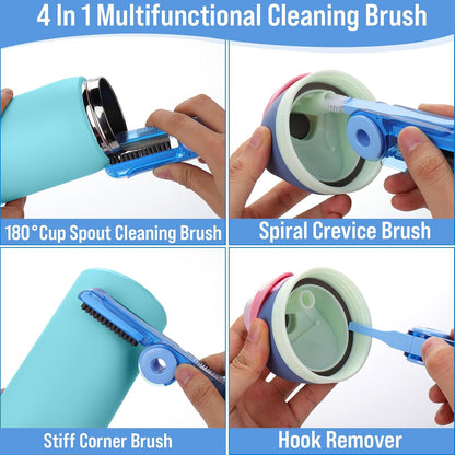 XANGNIER 5 in 1 Bottle Cleaning Brush Set,Multifunctional Water Bottle Brush and Straw Cleaner Brush,Cleaning Tool Kit for Owala/Stanley/Yeti/Simple Modern Tumbler Cup Accessories,Kitchen Gadgets