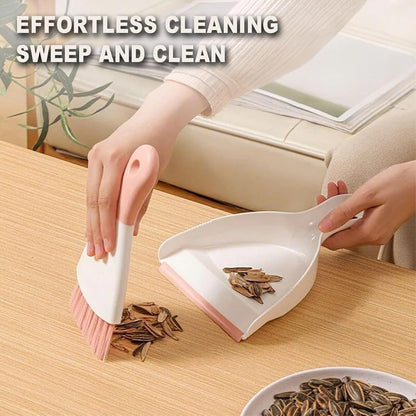 Mini Broom with Dustpan Combo Set Small Dust pan and Brush Set Quick Cleanup Tools for Kitchen Table Keyboards Pets Nest Sofa (Green)