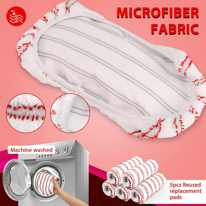 MASTERTOP Microfibre Flat Mop, Extended Wet Dry Large Floor Mop with 5 Reusable Pads & Telescopic Handle, Dust Mops for Laminate Wooden Hard Floor Vinyl Tile Floors Cleaning - Send 1 Cleaning Scraper