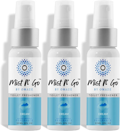 Mist N’ Go by Omaze Travel Bathroom Spray for Toilet Spray Odor Eliminator - Travel Toilet Spray for Bathroom Air Freshener Spray for Bathroom Deodorizer - Clean Mix, Travel Size (1oz x2)