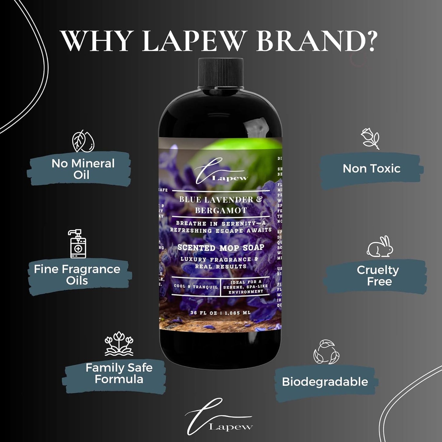 Lapew Black Sea Scented Cleaning Bundle | Carpet Deodorizer Powder (16 oz) & Mop Soap Concentrate (36 oz) | Pet-Friendly Odor Eliminator - Colors A
