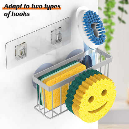 MURLONG Sponge Holder Smiley Face, Sink Caddy for kitchen Sink, Kitchen Organizer Sponge Holder with 2 PCS Suction Cups/1 PCS Adhesive Strips, Designed for Sponge, Soap, Dish brush, Scrubber-Black