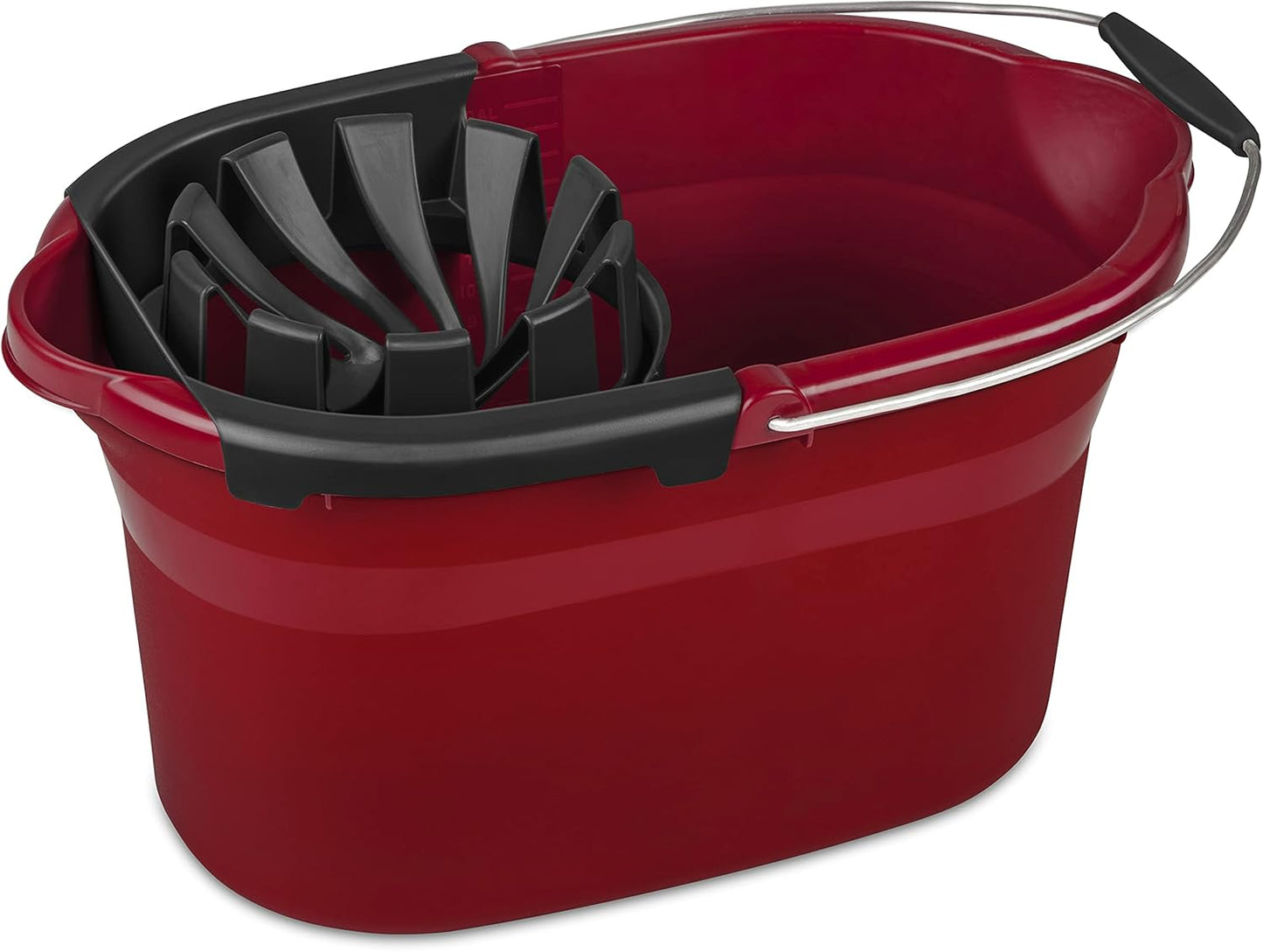 Sterilite 17.5 Qt Mop Bucket with Handle and Wringer, Ideal for Household Cleaning and Mopping, 2 Spouts to Easily Pour Water, Red, 4-Pack