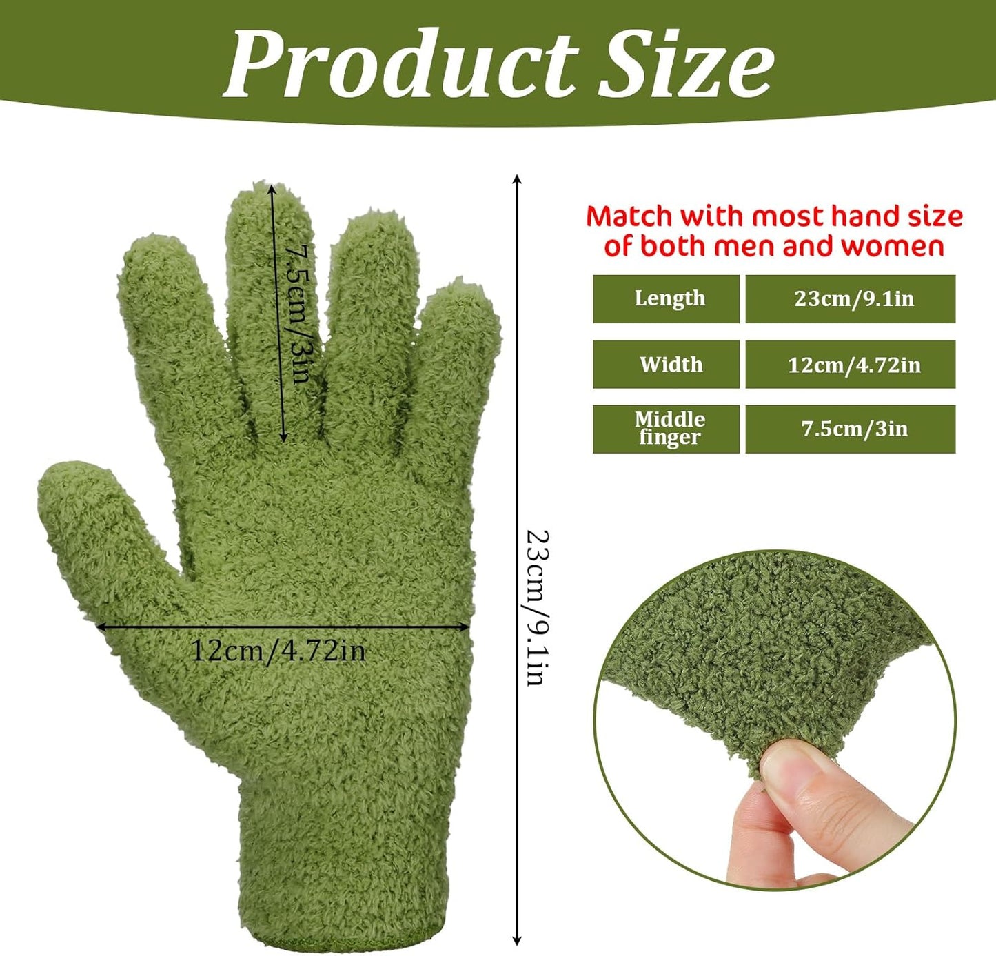 Abeillo Microfiber Gloves for Plants Dusting Cleaning, Reusable Washable Cleaning Gloves Mittens House Cars Blinds Dusting