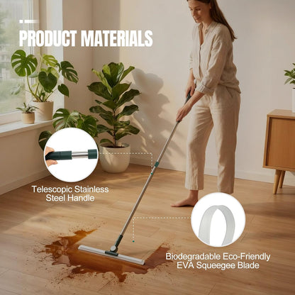 29"-49" Telescopic Pole Floor Squeegee for Concrete Floor, 21.85" Wide Heavy-Duty Squeegee with Detachable Stiff Brush, Large Squeegee Broom for Tile Floor, Garage, Swimming Pool, Bathroom