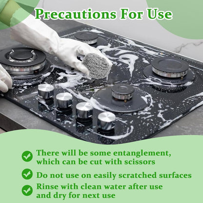 72 Pieces Stainless Steel Scrubber Bulk Steel Wool Scrubber Metal Sponge Wire Scouring Pad Heavy Duty Clean Dish Pot Pan and Oven for Kitchen, Bathrooms, and More