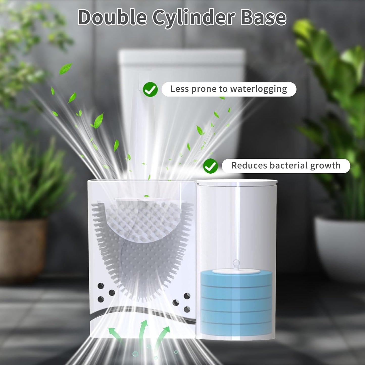 Hillyfe Toilet Brush and Holder Set,Silicone Removable Cleaner Brush,5 PCS Toilet Bowl Cleaner Tablets and Wall-Mount Hook,Ventilation Slots Base for Bathroom Apartment RV Deep Cleaning,White