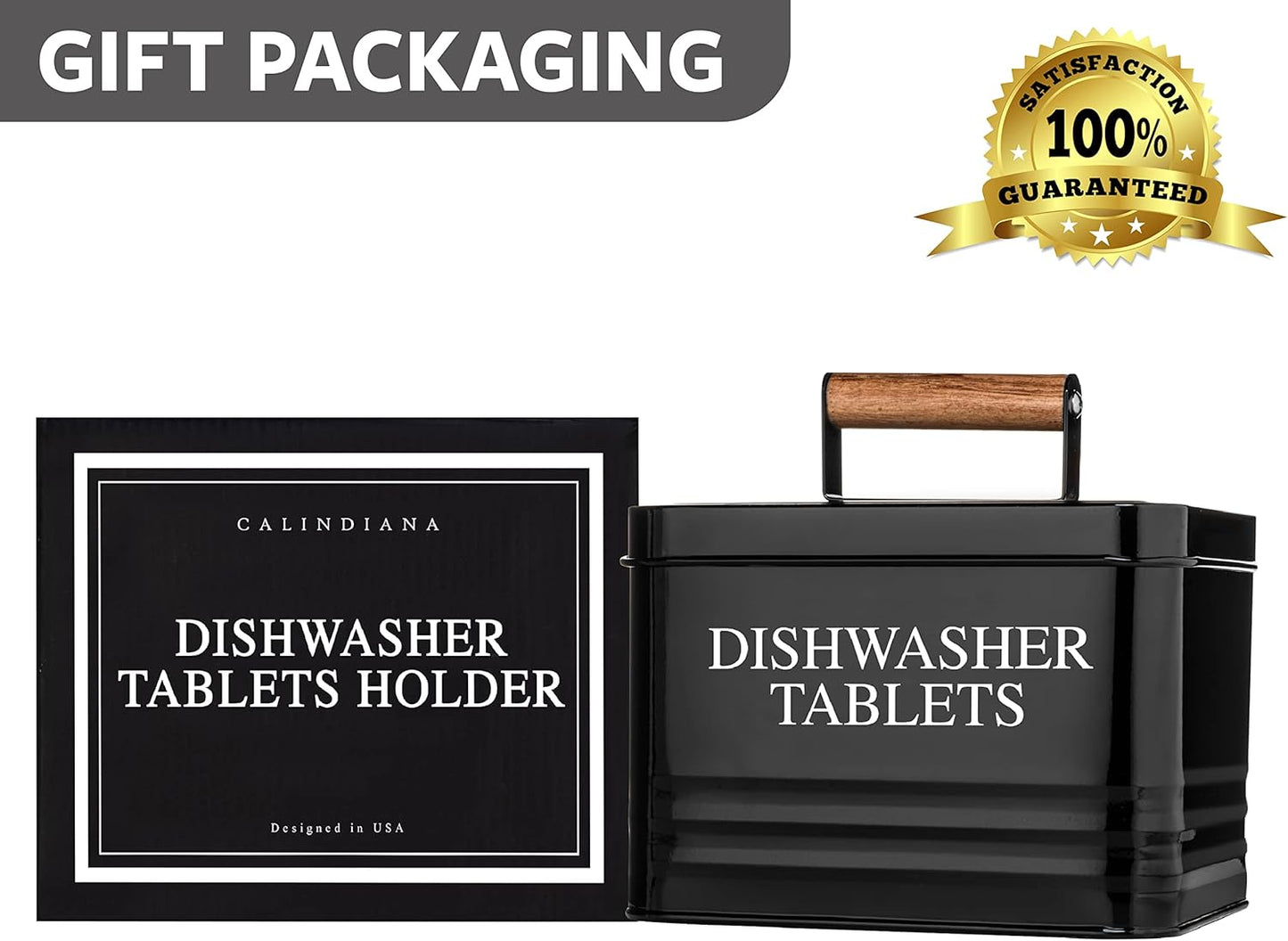 Calindiana Modern Farmhouse Metal Dishwasher Pods Container with Lid for Kitchen Organization and Storage, Kitchen Essentials Decor Accessories, Dishwasher Pods Holder, Mint