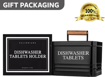 Calindiana Modern Farmhouse Metal Dishwasher Pods Container with Lid for Kitchen Organization and Storage, Kitchen Essentials Decor Accessories, Dishwasher Pods Holder, Mint