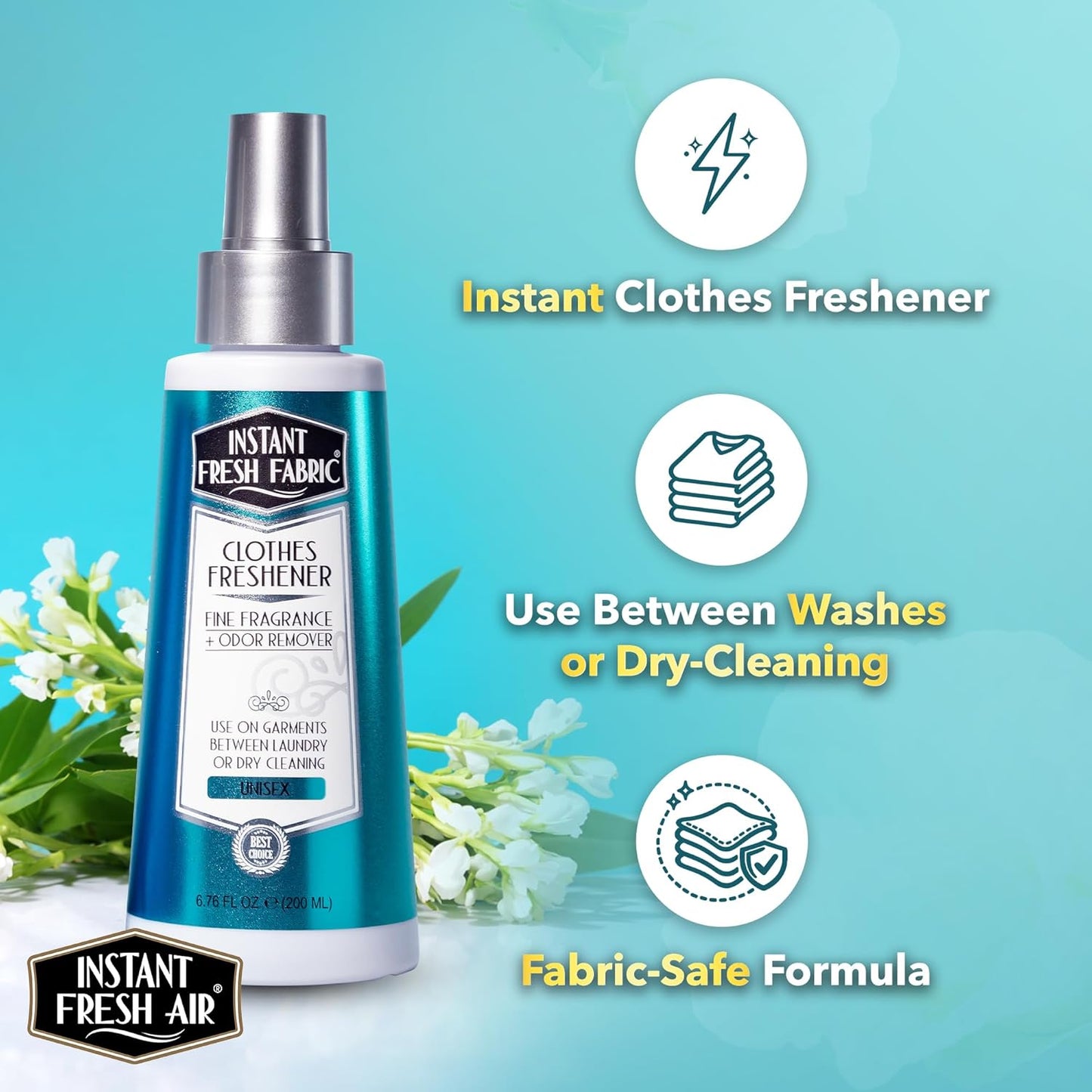 Fabric Freshener Spray & Deodorizer Odor Eliminator - Works Instantly with Noxban™ - Eco-Friendly Fabric Refresher & Odor Neutralizer - Safe for Garments, Linens, Bedding - Men's