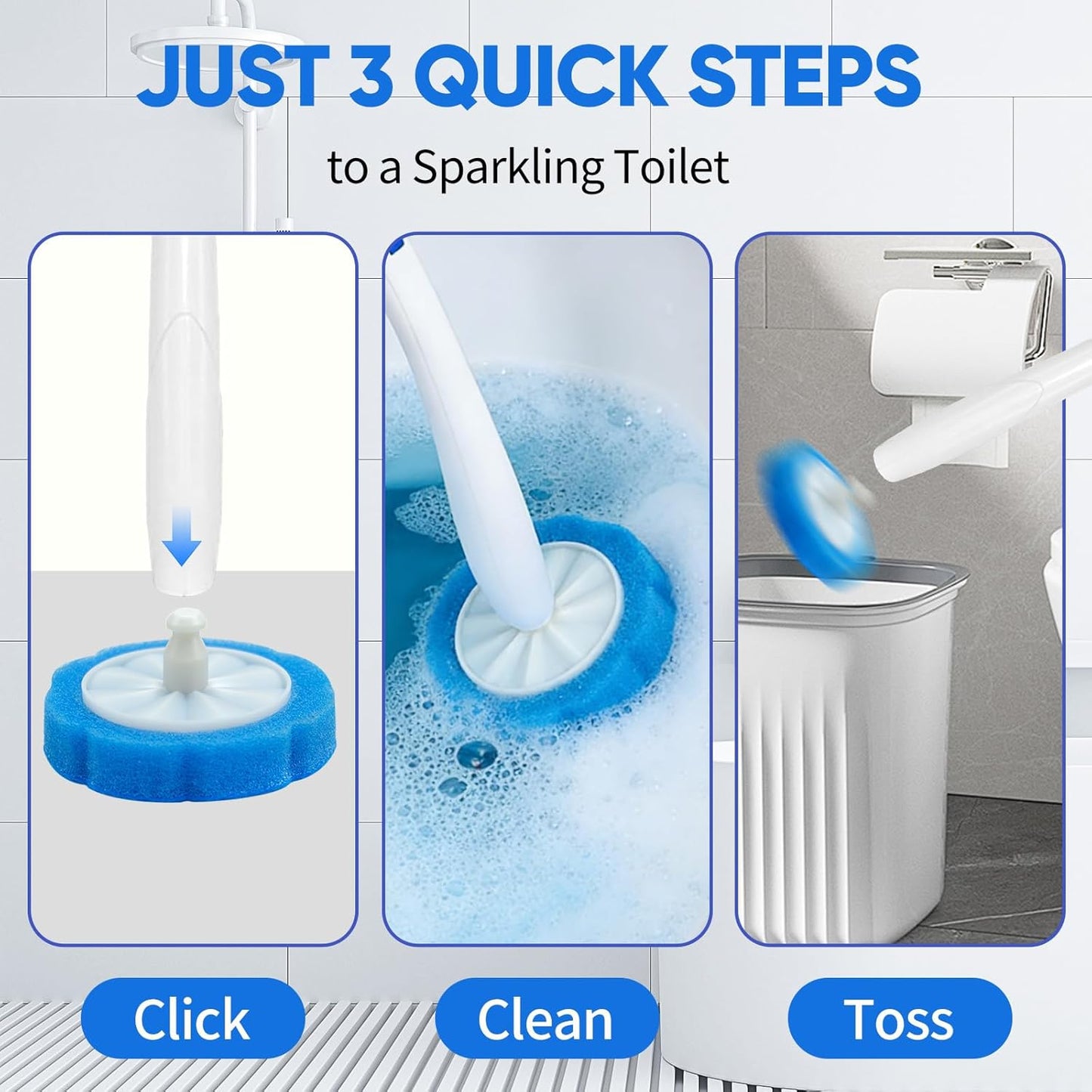 100pcs Disposable Toilet Wand Refills, Replacement Brush Heads Compatible With Clorox Wand Refill System, Upgrade Fiber Cleaner Heads for Closestool Cleaning (not included brush rod)
