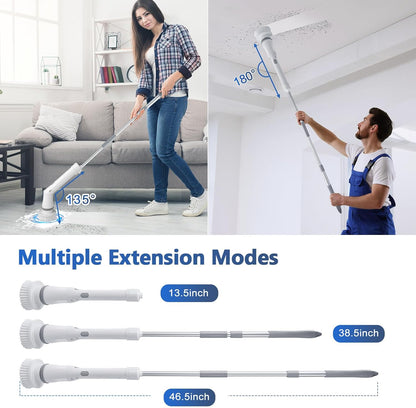 Qimedo Electric Spin Scrubber Extra Large Brush Q3,6000 mAh Best Battery Power Scrubber for Cleaning,1200RPM Shower Cordless Cleaning Brush with 8 Brushes for Bath/Tub/Tile/Floor (Smart Display)