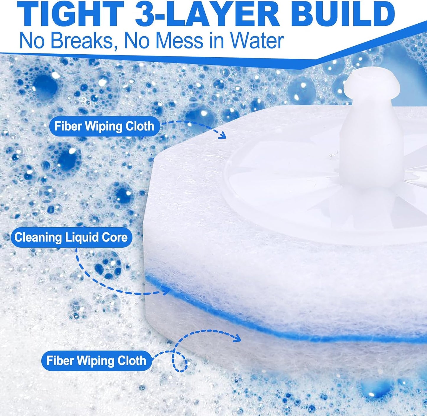 Toilet Cleaner Refill Pads, Disposable Toilet Bowl Cleaner Refill for Toilet Cleaner Wand, Single-Use Hygienic Scrubber Heads, 20 Count