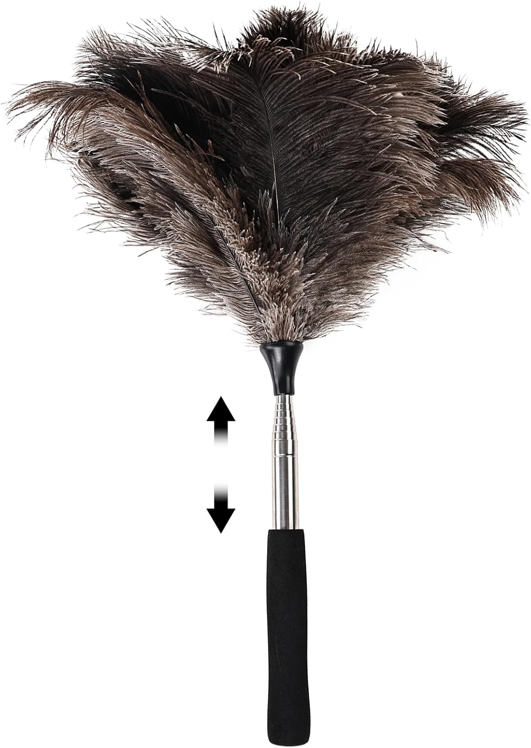 Ostrich Feather Duster 12 Inch Handheld Duster Supplies, Wooden Handle Feather Duster for Cleaning Keyboard Home Car Office (Champagne)