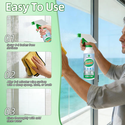 Bathroom Glass Cleaner Spray - Removes Limescale, Soap Scum, and Oil Film, Streak Free Instant Shine for Mirrors, Tiles & Shower Doors | No Residue, Vinegar-Free Formula, 200ml