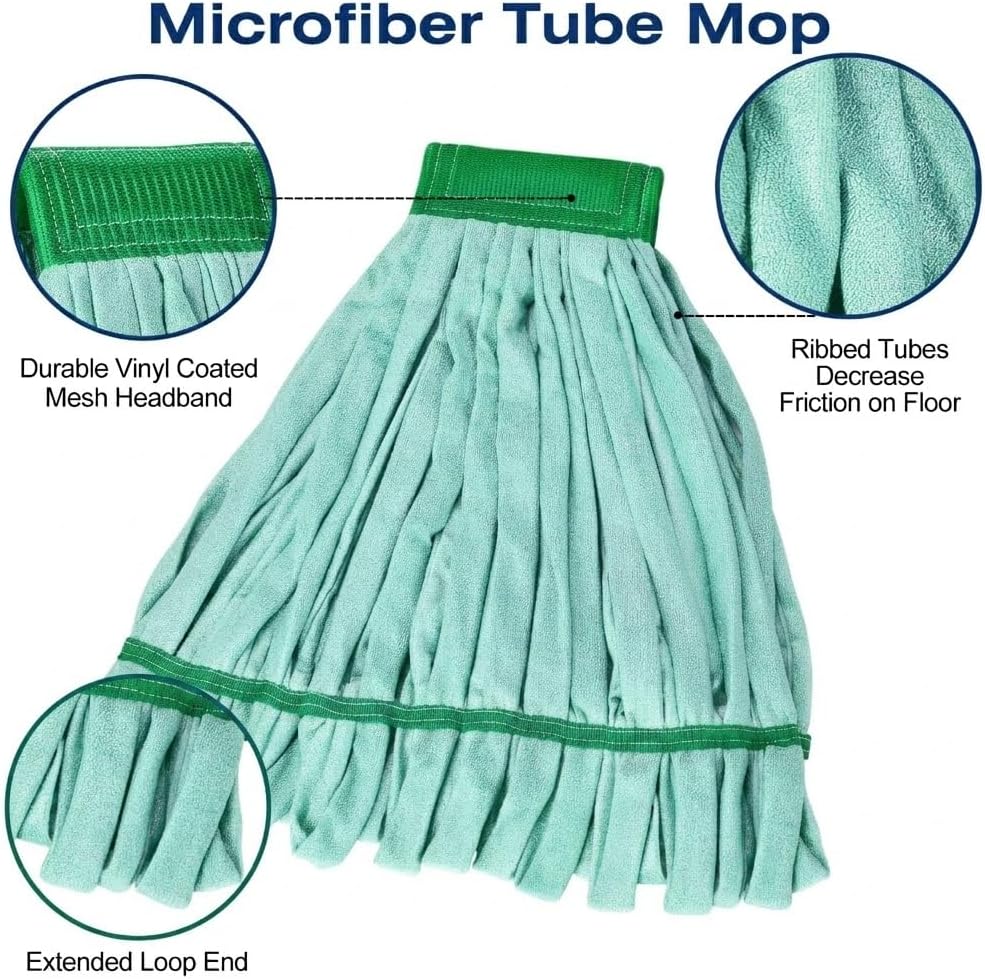 Matthew Cleaning Microfiber Tube Mop(Meduim,Blue,3Pack) Heavy Duty Mop Head Replacement,Excellent Absorbency,Premium launderability,Reusable,Loop end for Home,Commercial&Industrial Use