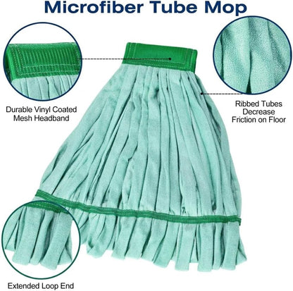 Matthew Cleaning Microfiber Tube Mop(Meduim,Blue,3Pack) Heavy Duty Mop Head Replacement,Excellent Absorbency,Premium launderability,Reusable,Loop end for Home,Commercial&Industrial Use
