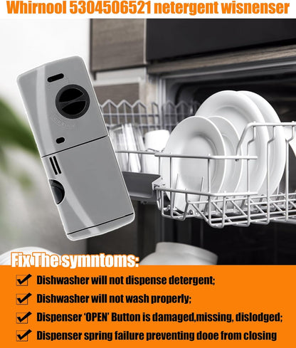 5304506521 Detergent and Rinse Aid Dispenser for Dishwashers kit Fits For Frigidaire,Electrolux,Crosley, Kenmore, Westinghouse,Replacement AP6036339.154379201,154379202,154452703 Etc