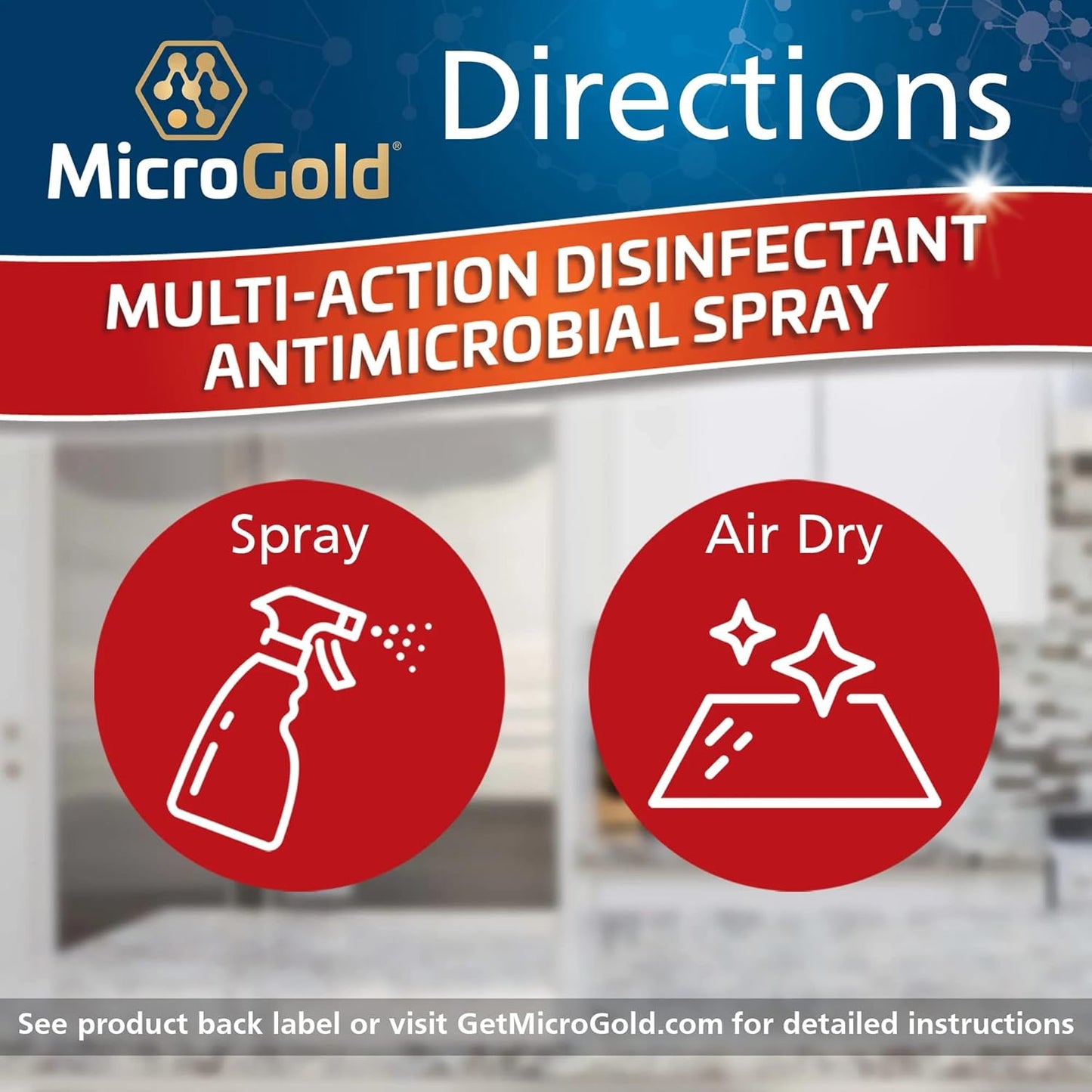 MicroGold Multi-Action Disinfectant Antimicrobial Spray Tested and Proven Effective to Kill the COVID-19 Virus, Kills 99.9% of Viruses and Bacteria, 24 Fluid Ounces, 1 Pack, Packaging May Vary