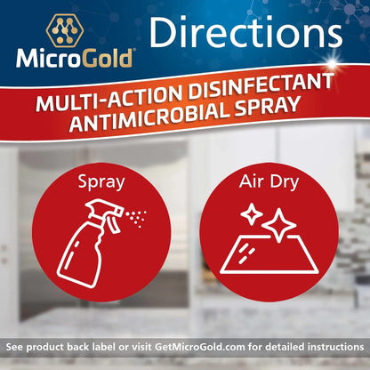 MicroGold Multi-Action Disinfectant Antimicrobial Spray Tested and Proven Effective to Kill the COVID-19 Virus, Kills 99.9% of Viruses and Bacteria, 24 Fluid Ounces, 1 Pack, Packaging May Vary