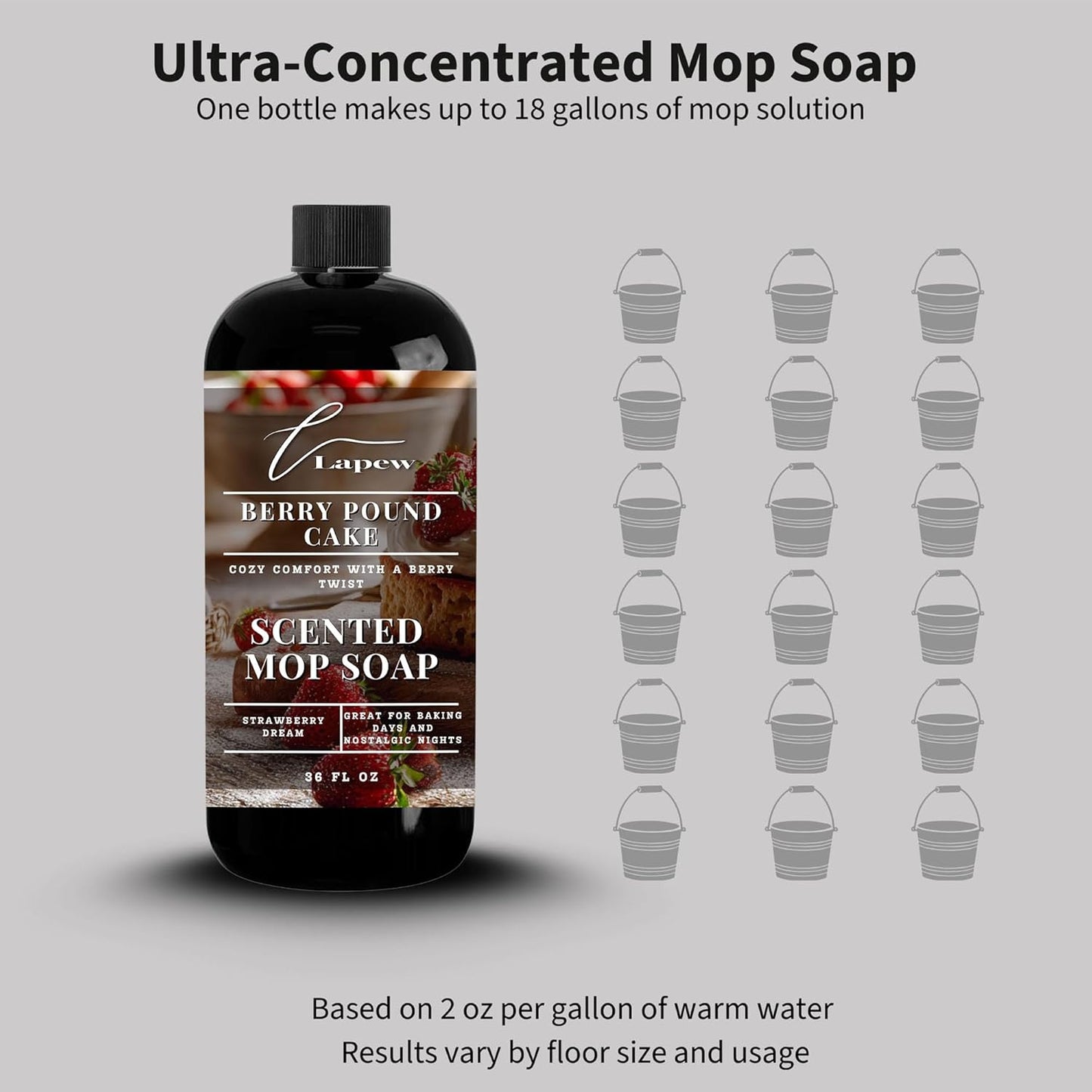 Lapew Baccarat Scented Mop Soap - Luxury Floor Cleaner Concentrate for Mopping Tile, Laminate, Vinyl & Hardwood | Streak-Free, Low-Foam | 36 oz - Colors C