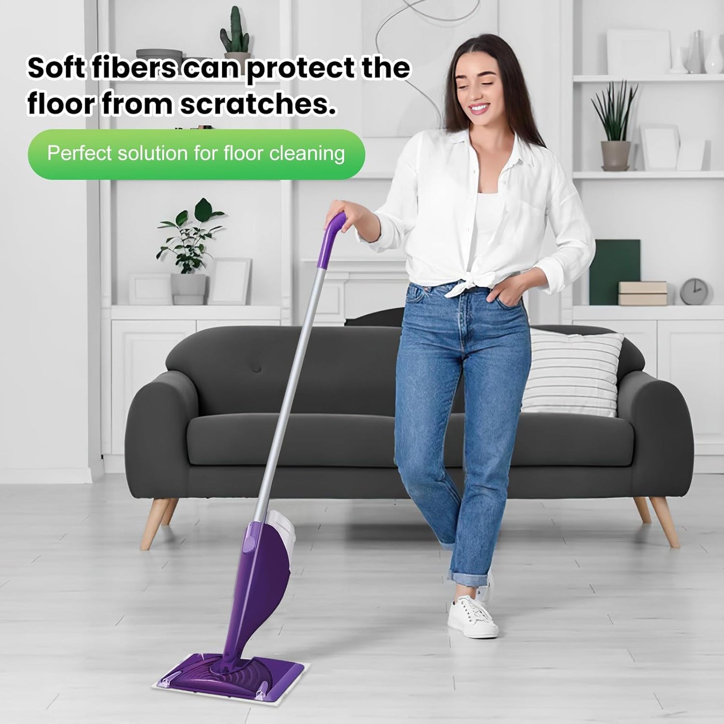 42 Count Disposable for Swiffer Wet Pads Refill Replacement for Swiffer WetJet Spray Mop, Extra Strong Dirt Locking and Water Absorbent, Powerful Stain Removal