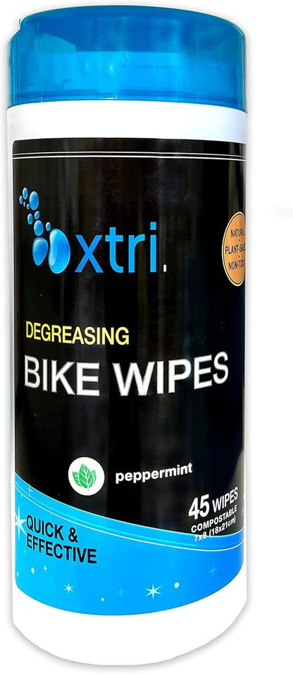 Xtri Bike Wipes - 45 Degreasing Wet Wipes – Safe Natural Peppermint - by Jasmine Seven
