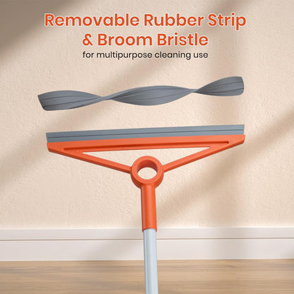 MAVRIZ Air Broom for Dust, Hair, Liquids, Silicone Broom with Removable Rubber Strip and Brooms Bristle, Multifunctional Floor Squeegee for Indoor Cleaning