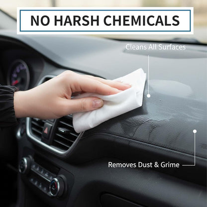 Car Interior Cleaning Wipes - Pre-Moistened Wet Wipes for Dashboard, Leather Seats, Console, Low-Residue Formula, Streak-Free Finish