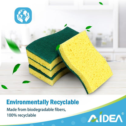 AIDEA XL Sponges Kitchen, 12Count, Non-Scratch Dish Sponges, Large Natural Sponge for Non Stick Cookware, Cellulose Cleaning Sponge for Dishes, Bathroom, Household